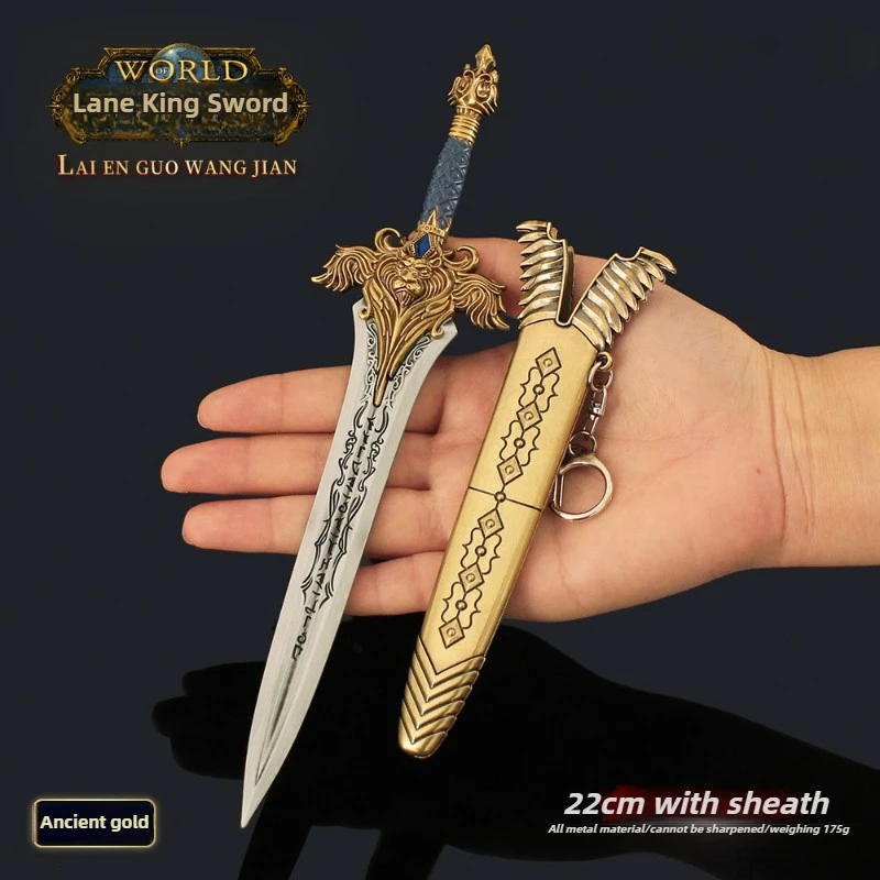 22cm/8.66in Lich King Game Peripherals Samurai Swords Sheathed Swords Cosplay Metal Weapon Model Desktop Ornament Boy Gifts Toys