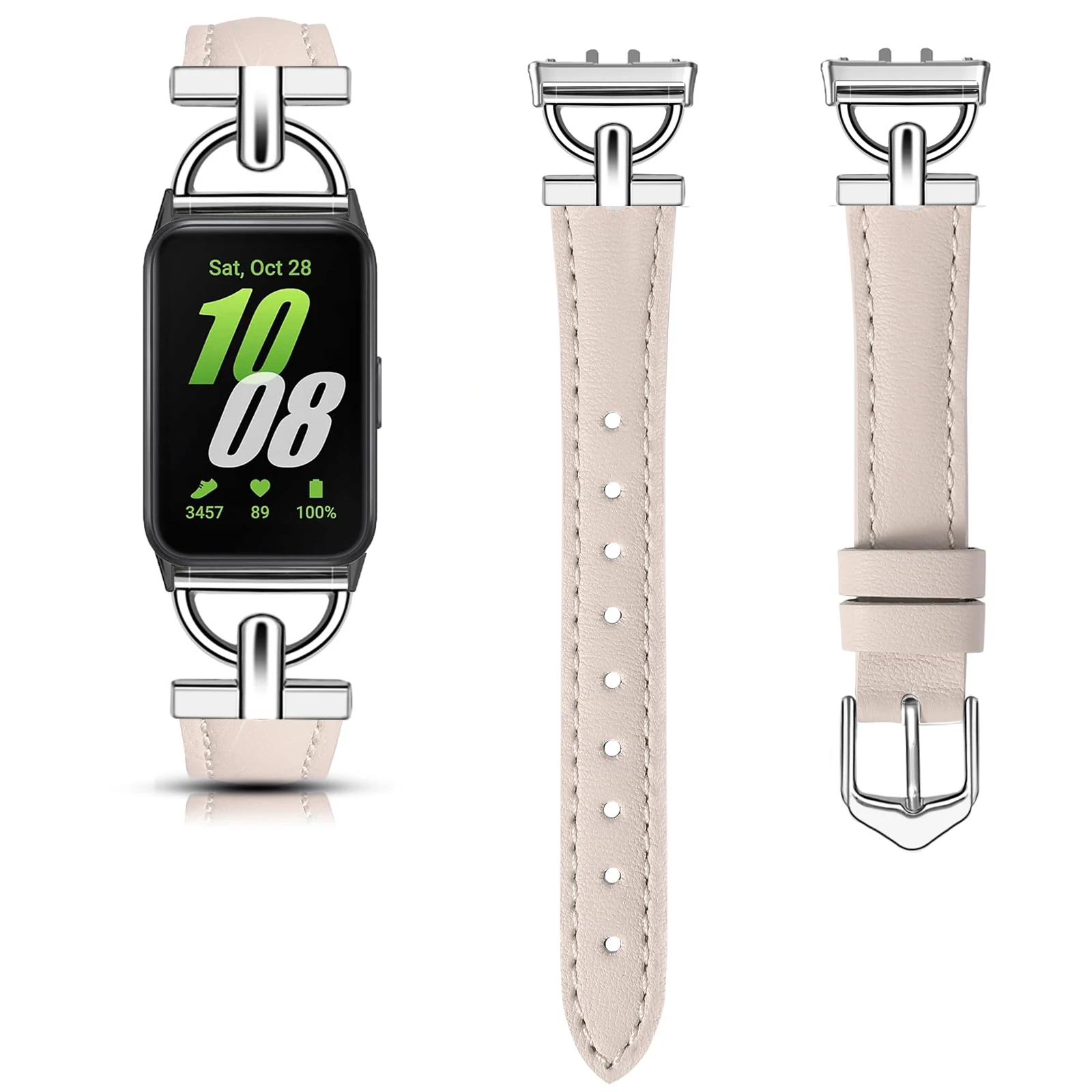 For Samsung Galaxy Fit 3 Metal+Leather Strap for Samsung fit 3 Smart Watch Accessories Wristband for Galaxy Fit 3 Bracelet Belt