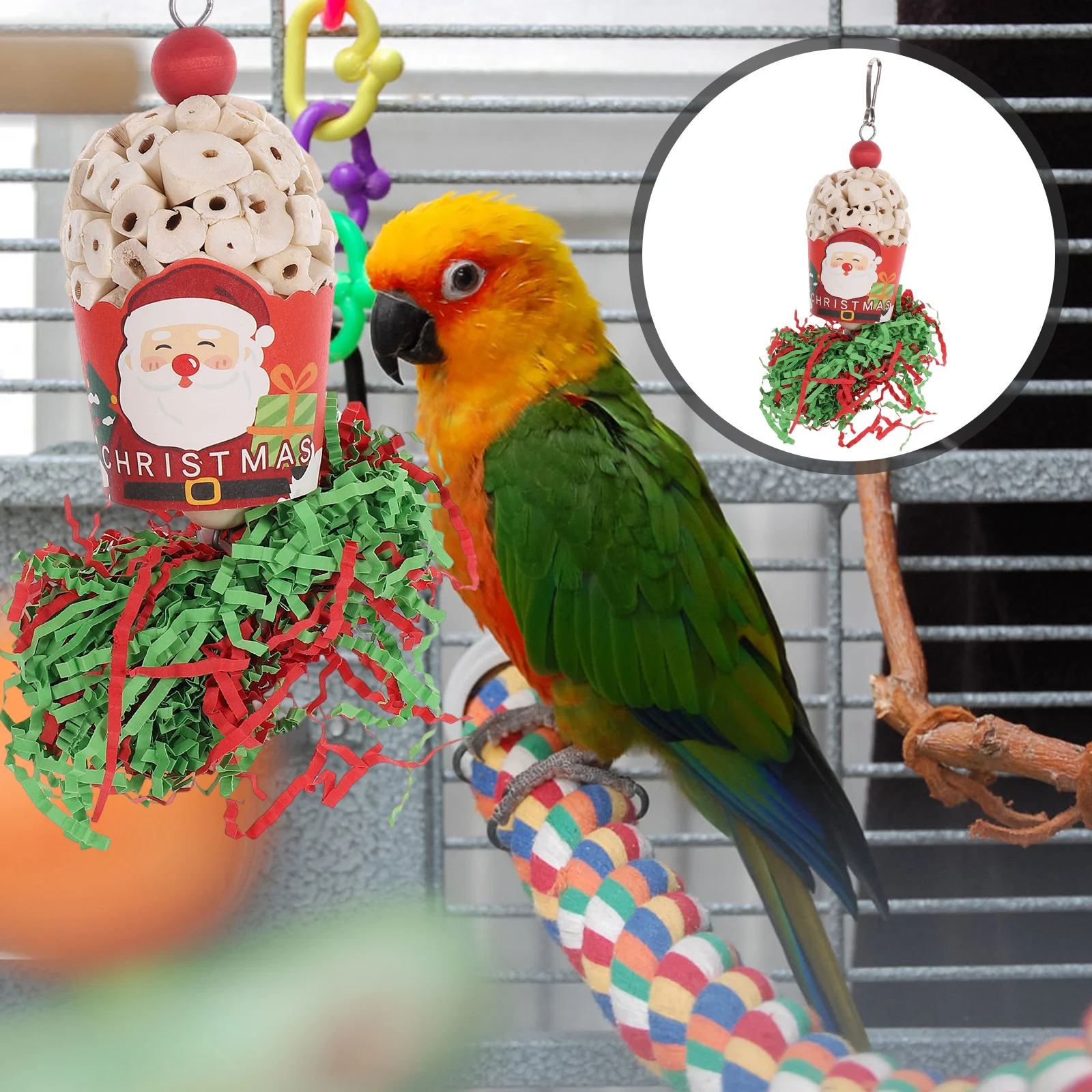 Xmas Theme Bird Hanging Toy Parrot Chewing Plaything Parrot Hanging Toy Birdcage Accessory bird toy bird cage bite toy