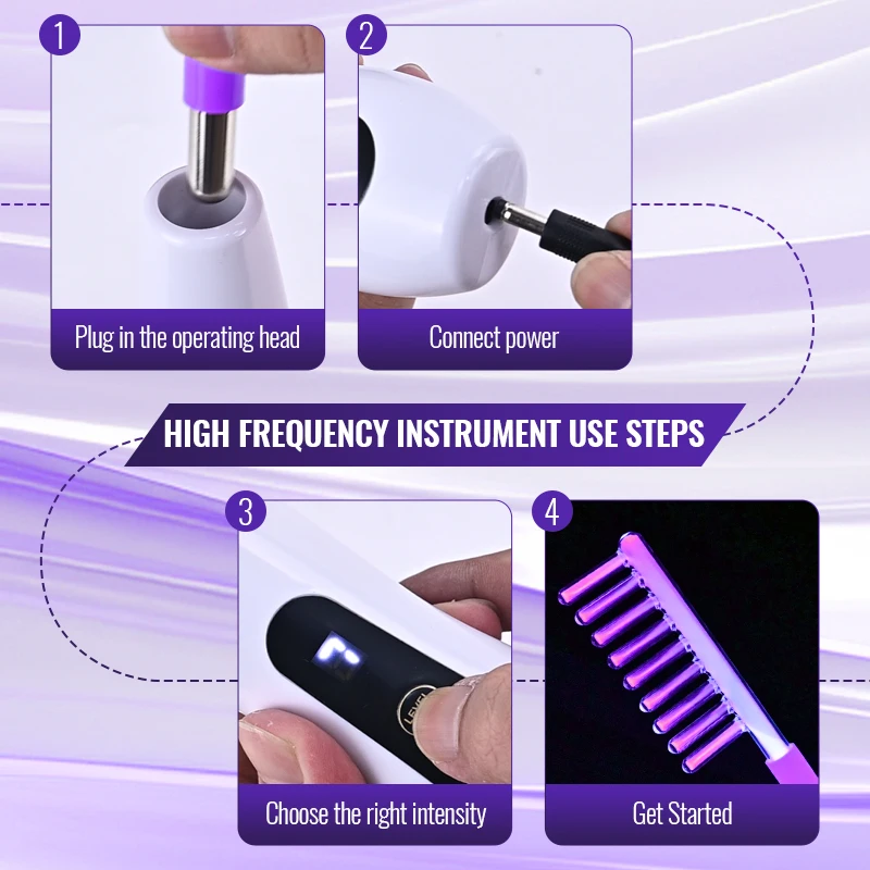 

High Frequency Skin Therapy Wand Machine Portable Handheld for Acne Massage Skin Rejuvenation Tightening Wrinkle Reducing Tool