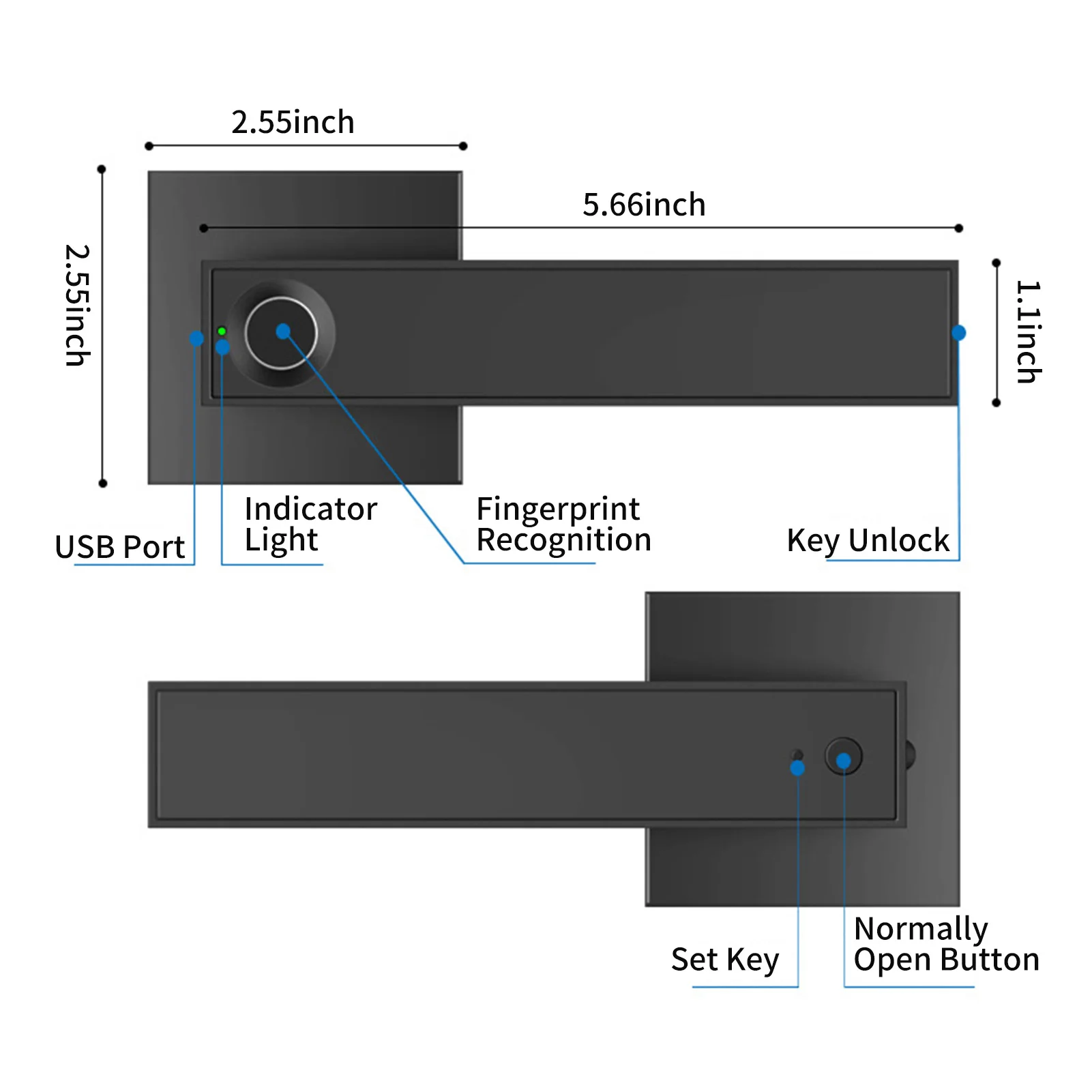 30 Groups Fingerprint Door Lock Smart Door Knob Gate Locks Left Right Open Door Lever Lock Set for Home Interior Door Bedroom