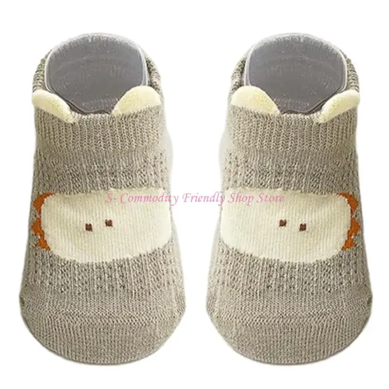 85AE Grip Sock Toddlers Socks Spring Cotton Socks with Anti Skid Soles for Infant