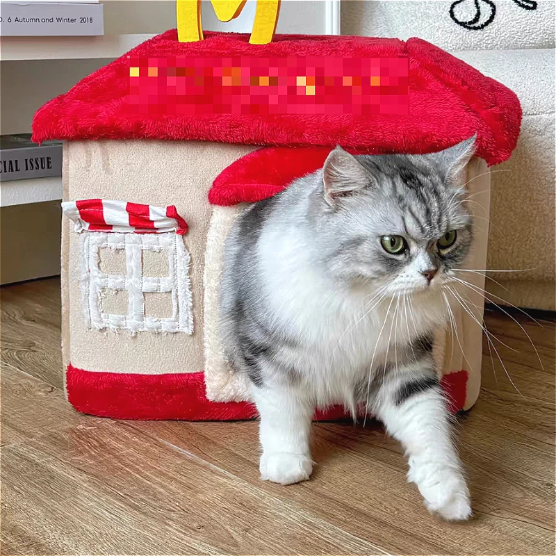 Cat Nest Decoration Warm Can Be Disassembled and Washed, Closed Warm Bed House Small Dog Cat Nest, Villa Against Cold Pet House