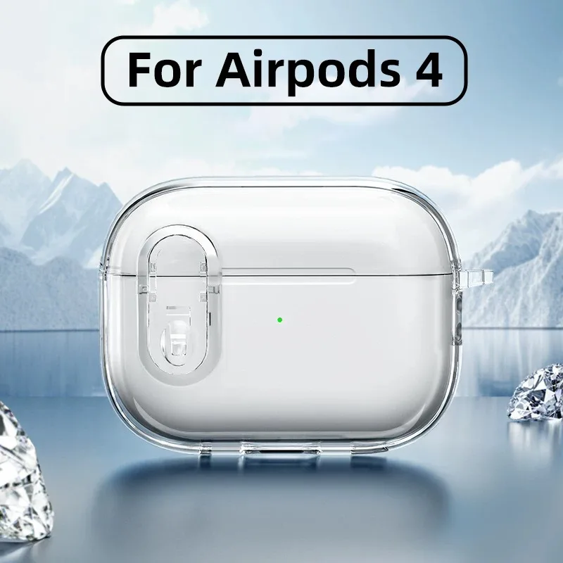 Clear Earphone Case for Apple AirPods 4 Generation Protective Case Cover with Hiking Buckle for Apple AirPods 4 Shockproof Cover