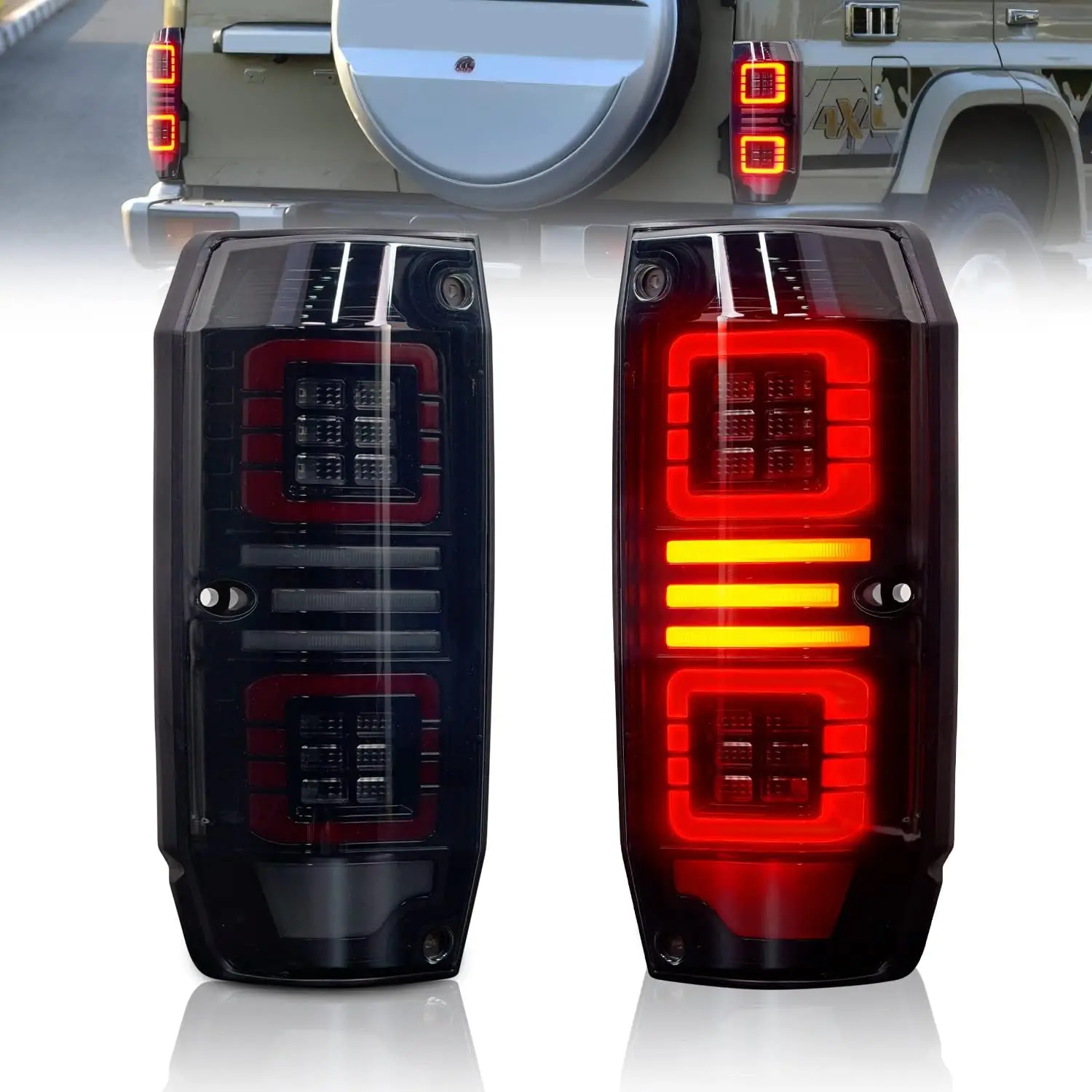 

LED Tail Lights for TOYOTA Land Cruiser 70 LC70 1984-2021 Taillight With Animation DRL Sequential Indicato