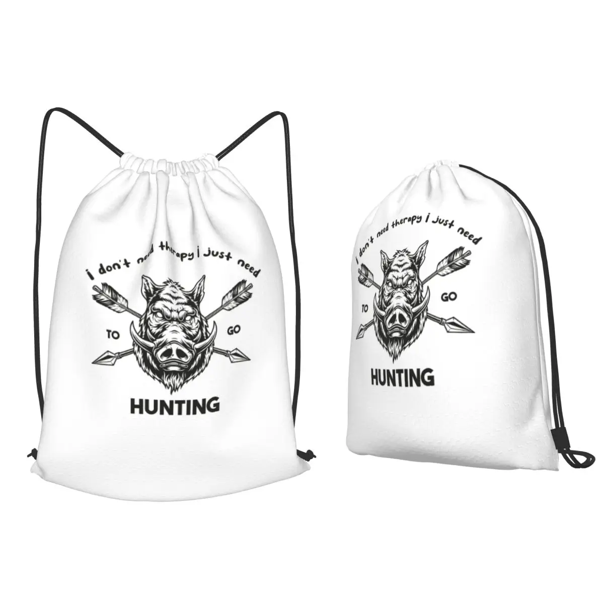 I Just Need To Go Hunting Hunters Lovers Backpacks Casual Drawstring Bundle Pocket Shoes Bag Book Bags for Travel School
