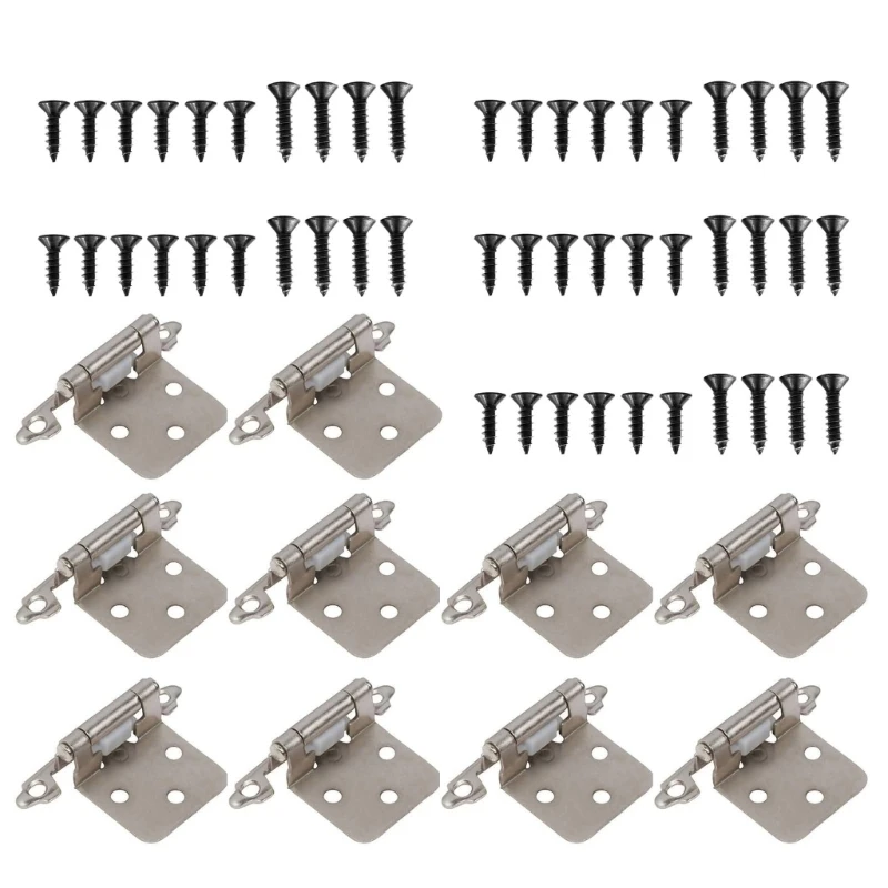 10pcs Cabinet Hinges Durable Metal Cupboard Hinges Self Closing Hinges Furniture Hardware Simple Installs for Hinges Dropship