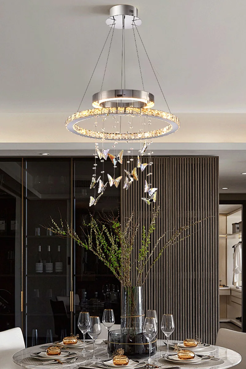 Light luxury crystal living room chandelier high-end atmospheric dining table creative butterfly designer villa dining room lamp view 5