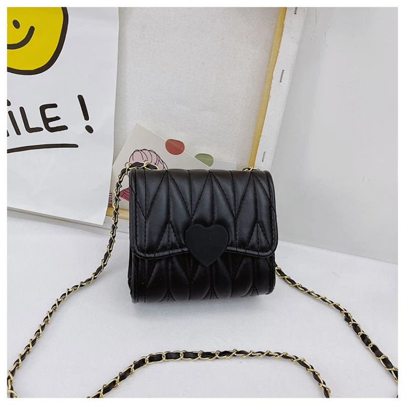 Fashion Heart Tas Bahu Kecil Bayi Perempuan Dompet Koin Anak-anak Aksesori Tas Tangan Tas Messenger Persegi Mini Anak-anak Cantik