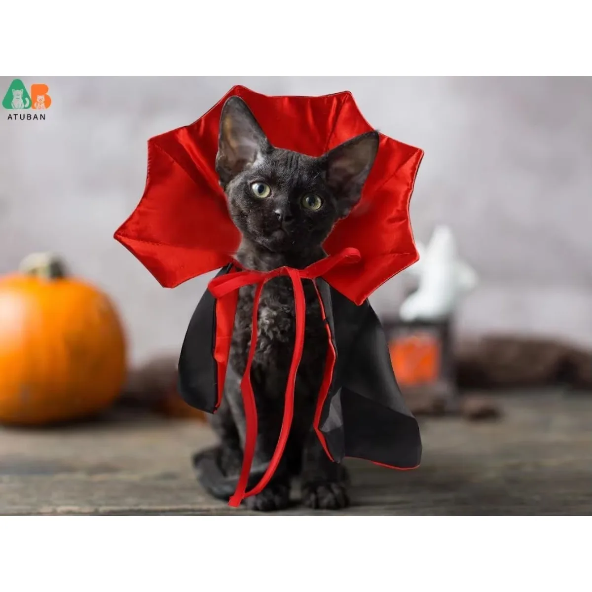 Disfraz de capa de vampiro y gato de Halloween, disfraz de capa ajustable para mascotas, accesorios para mascotas, disfraz, decoración, capucha