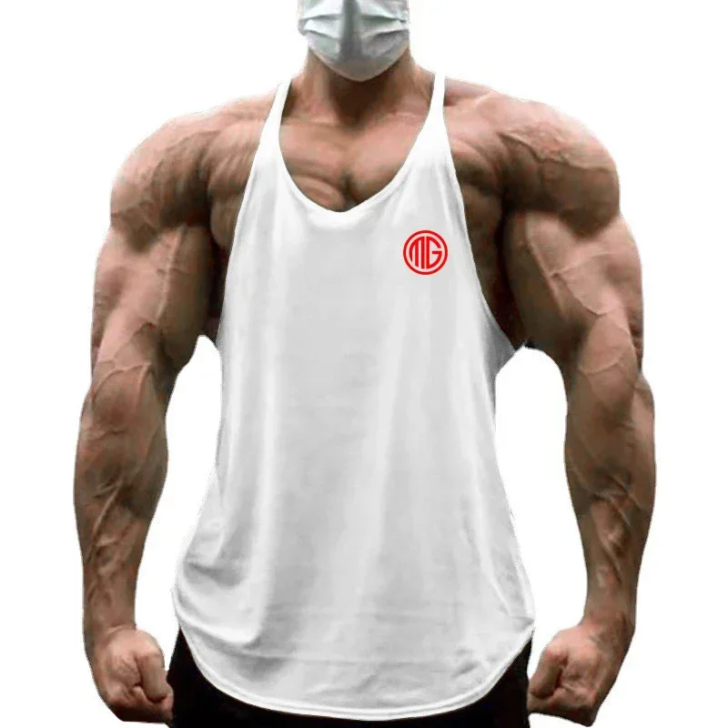 Summer Cotton Breathable Suspender Y-back Shirts Gym Fitness Workout Muscle Sleeveless Vests Mens Bodybuilding Sports Tank Tops