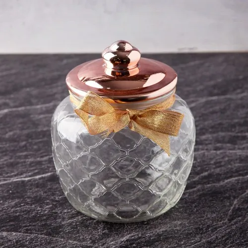 Zucci Gold Glass Jar With Lid