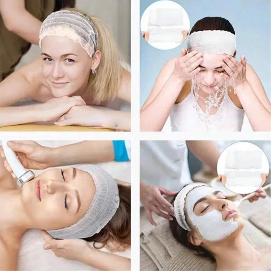 

10/50/100pcs Disposable Elastic Headbands, Soft & Comfortable For Face Washing, Makeup Removal, Sports, Versatile Hair