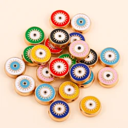 10Pcs Bohemia Style Evil Eye Charm Round Beads Making Necklace Bracelet Designer Jewelry Enamel Blue Eye DIY Craft Accessories