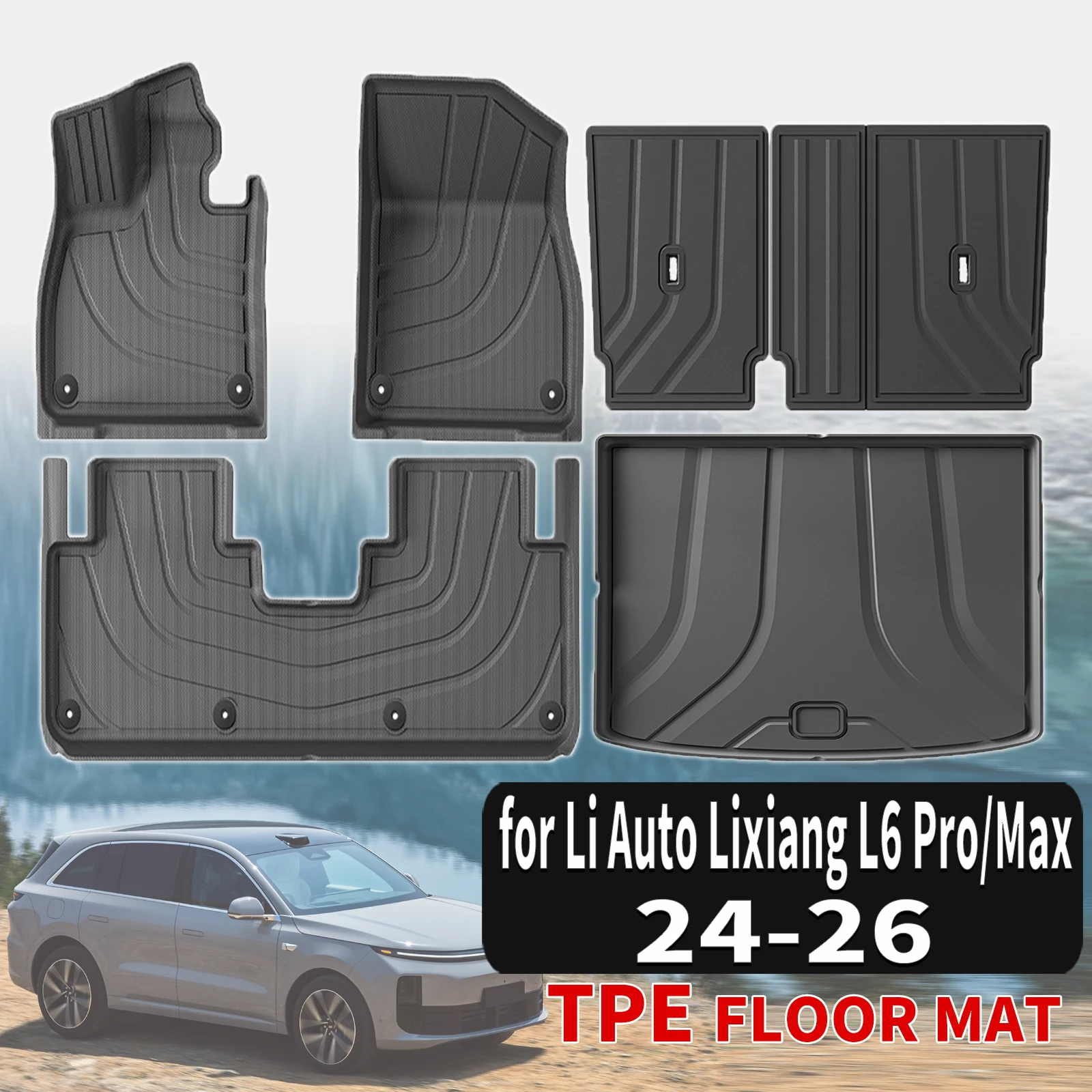 

for Li Auto Lixiang L6 Pro/Max 2024 - 2026 Custom TPE Mats Full Set Eco-Friendly Waterproof All-Weather Floor Liners Accessories