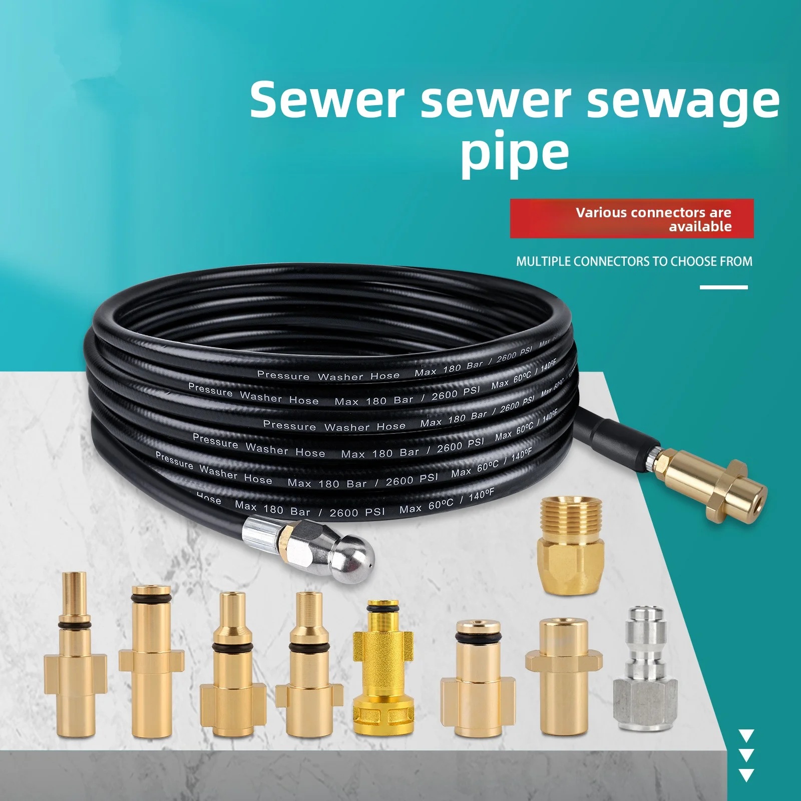 10 20M Sewer Drain Cleaning Extension Hose Removable Nozzle Optional Adapter for Karcher Bosch Jet Washer K2 K3 K4 K5 K6 K7
