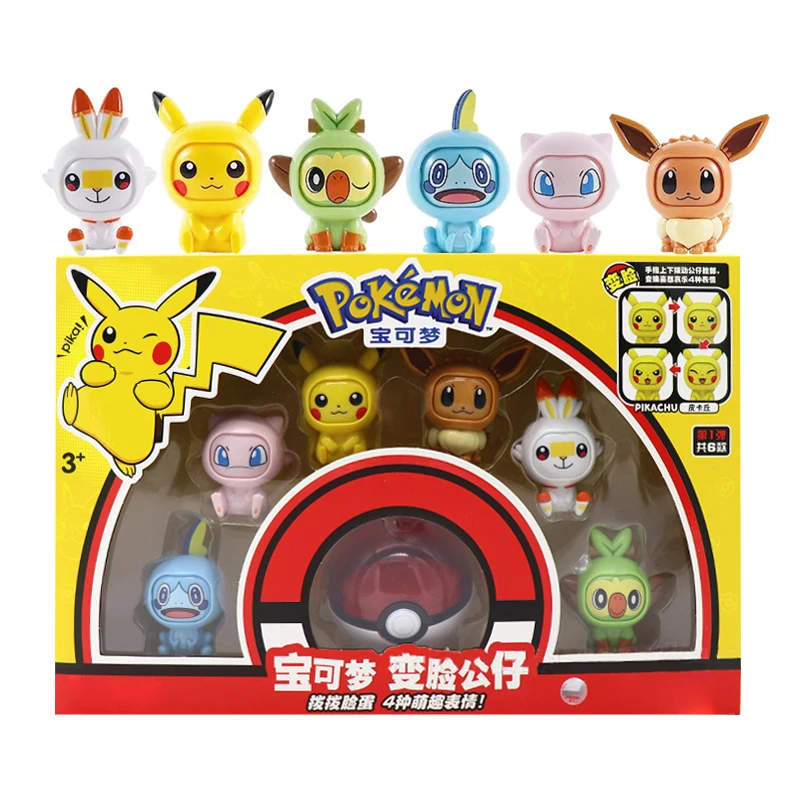 Pokeball Pokemon Pikachu Figures Toys Doll Poke Ball Face-changing Pocket Monsters Action Figure Kid Boys Girls Set Toy Gifts