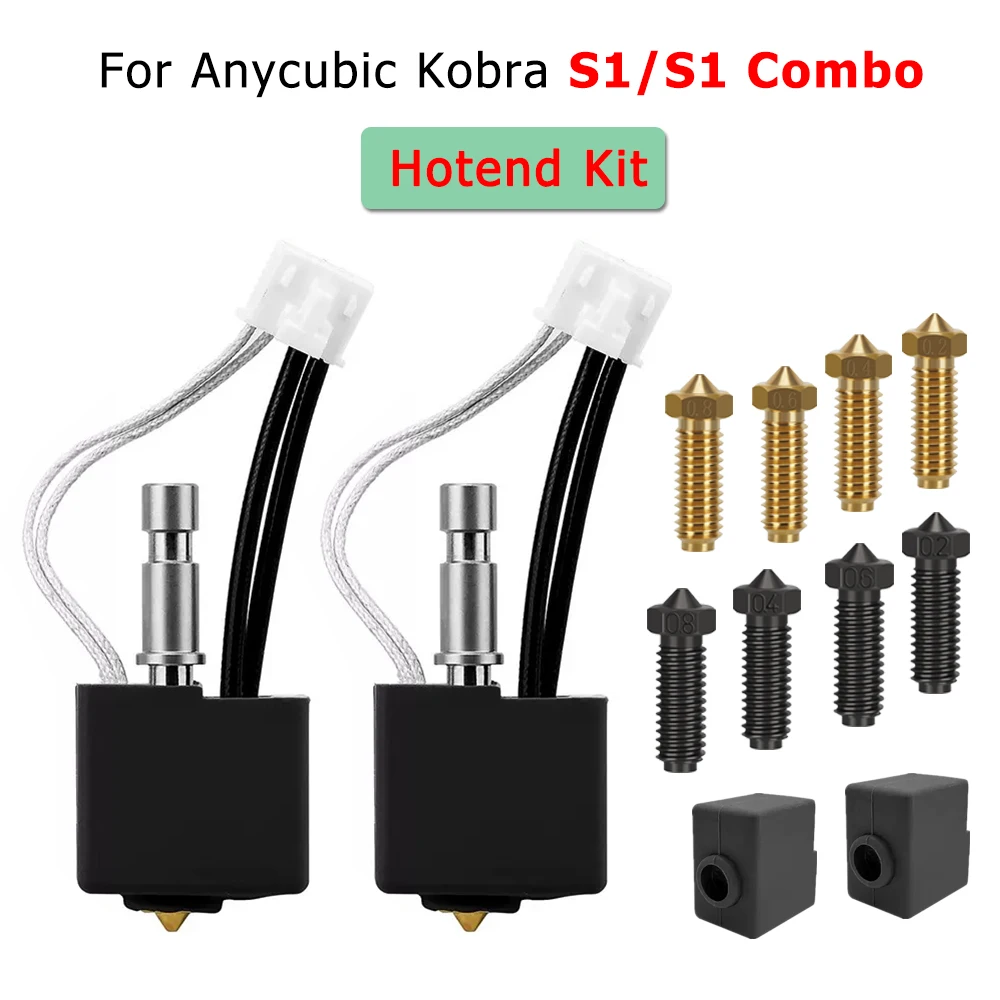 Print Head For Anycubic Kobra S1 Hotend S1 Combo Hot End Kit Brass Nozzle 0.2/0.4mm Stainless Steel Hotend for Anycubic Kobra S1