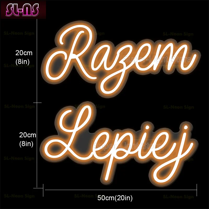 Imagem -03 - Custom Led Flex Neon Sign Melhor Juntos Luz Sinal para o Aniversário Decoração da Festa de Casamento Neon Razem Lepij Light up Sign