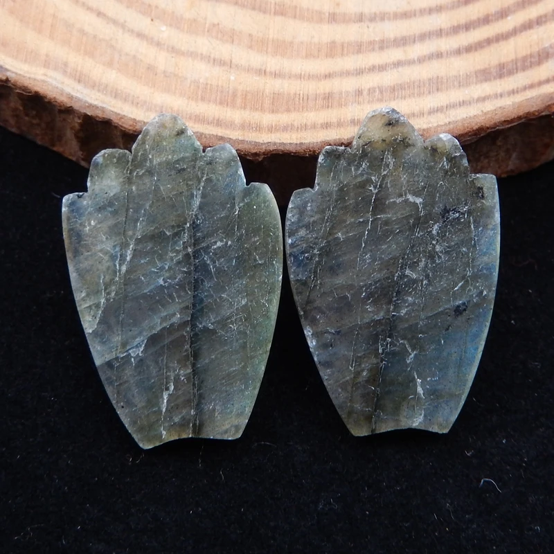 새로운 손 조각 잎 패션 주얼리 여성 귀걸이 액세서리, Labradorite, 보석 여성 귀걸이 쌍 28x17x4mm, 4g