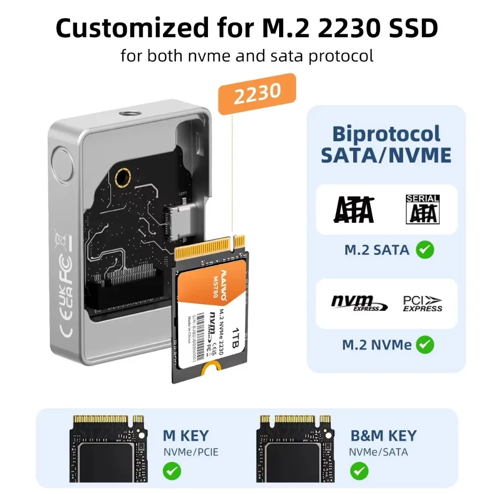 MAIWO M.2 NVMe SATA SSD Enclosure 10Gbps USB C ke NVME SATA PCI-E SSD Case Kamera Hard Drive case untuk iPhone 15 Max Ipad MacBook