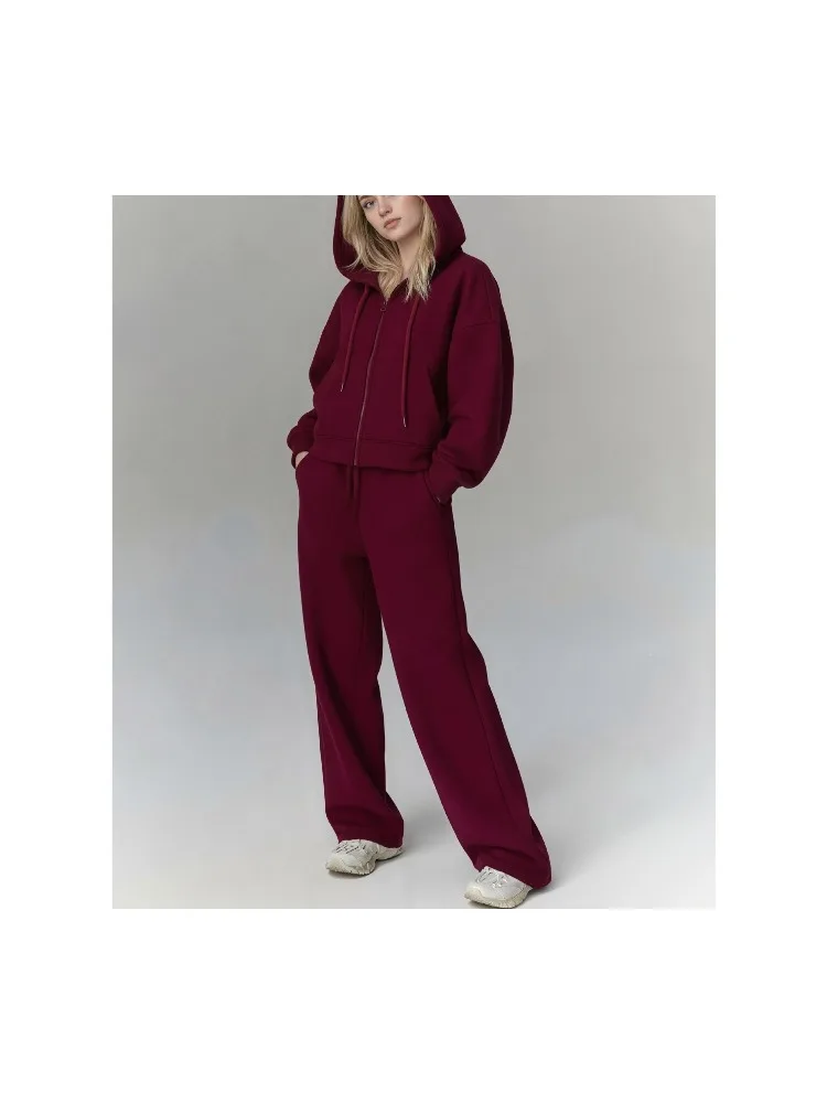 

Beautiful Women's Tracksuits with A Zipper and A Hood Trousers Pink Two Piece Set Women Blue Classic Pant Sports Suit for Spring