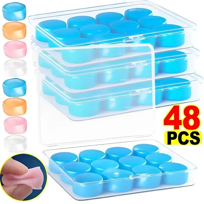 Tapones de silicona suave para los oídos, tapones de cera reutilizables con cancelación de ruido, tapones de gel impermeables para dormir, viajar en avión y nadar