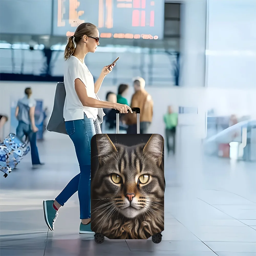 1pc cute tabby cat-patterned luggage cover. Fits 18–32-inch suitcases; effectively protects your suitcase