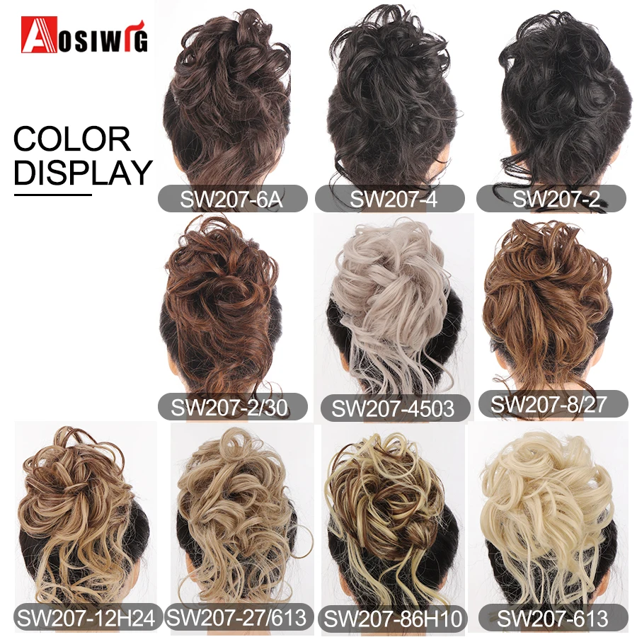 AOSIWIG capelli sintetici Bun artiglio falso Chignon accessori artiglio Clip codino riccio disordinato Ombre naturale Scrunchy parrucchino