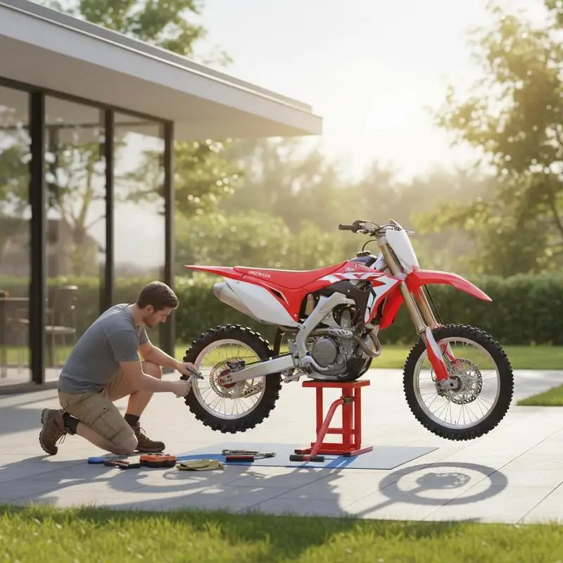 

Motorcycle Dirt Bike Stands and Lifts Jack Stand Steel Lift 11"-16.5" Adjustable Height 330 LBS Load Capacity Heavy Duty Steel Red
