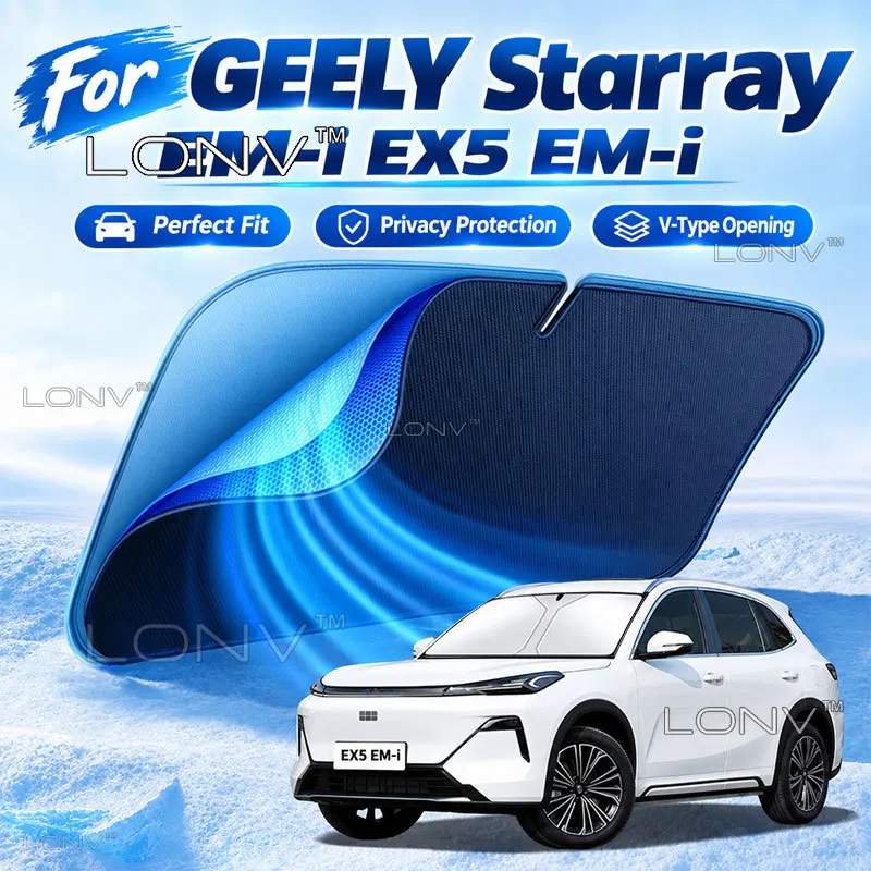Auto-Sonnenschutz für GEELY Starray EM-i EX5 EM-i 2026 2027, faltbare Windschutzscheiben-Abdeckung, UV-Schutz, Wärmeisolierung, Zubehör – Detail 1
