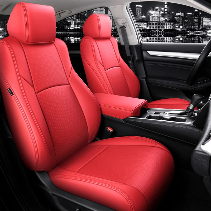 Custom Fit Car Seat Covers Accessories Full Set Middle Perforated Genuine Leather Specific For Honda Fit Accord Civic CRV 2