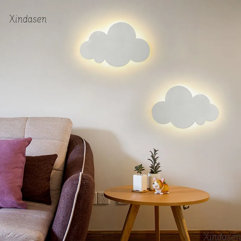 

Creative White Cloud Wall Lamp For Kids Room Nursery Baby Boy Girl Bedroom Bedside Lamp Wall Decor Cartoon Led Wall Light Sconce