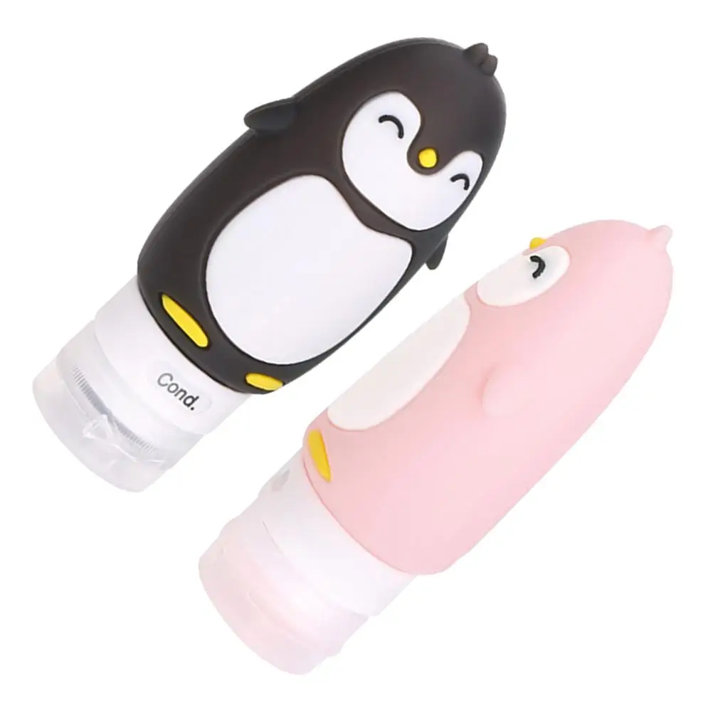 

2pcs 90ml Penguin Design Bottles Travel Empty Bottle Silicone Lotion Container Squeeze Bottles Dispensers Subpackaging Bottles (