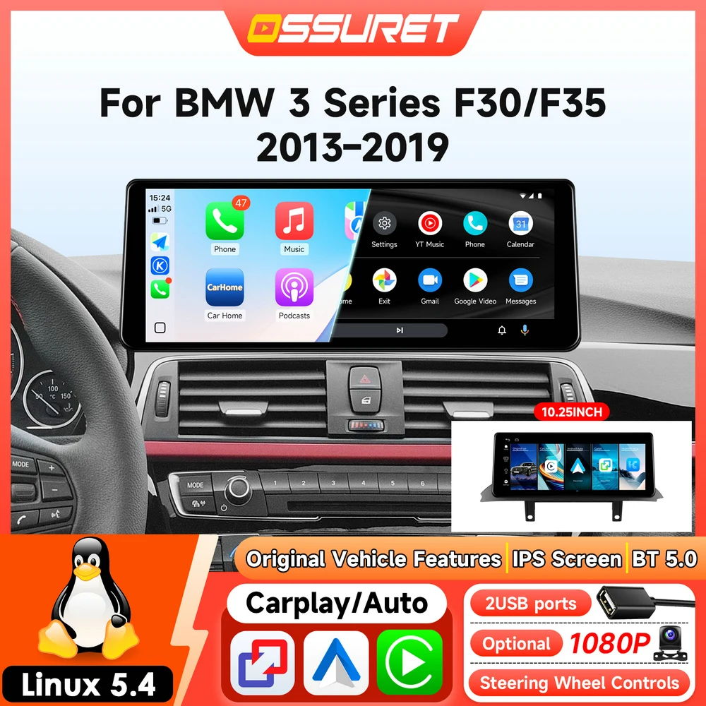 Auto-Radio-Video-Player für BMW 3 F30 F35 2013-2019 NBT EVO Wireless Carplay Auto-Multimedia-Stereo 1920*720 Bildschirm Autoradio GPS