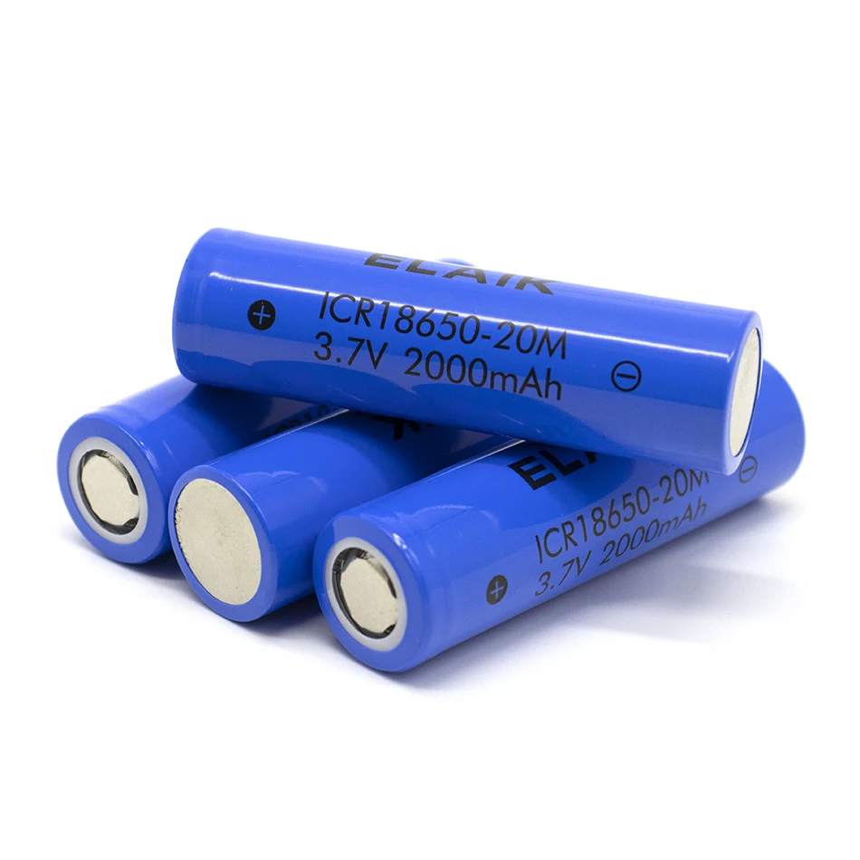 4 PCS  ELAIK 3.7V / 4.2V 2000mAh ICR18650-20M lithium-ion battery flashlight small fan