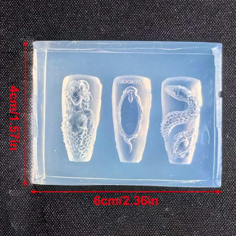 1 pz stampo per unghie in silicone belle donne serpente modello per unghie in rilievo 3D decorazioni per unghie strumento per manicure per nail art