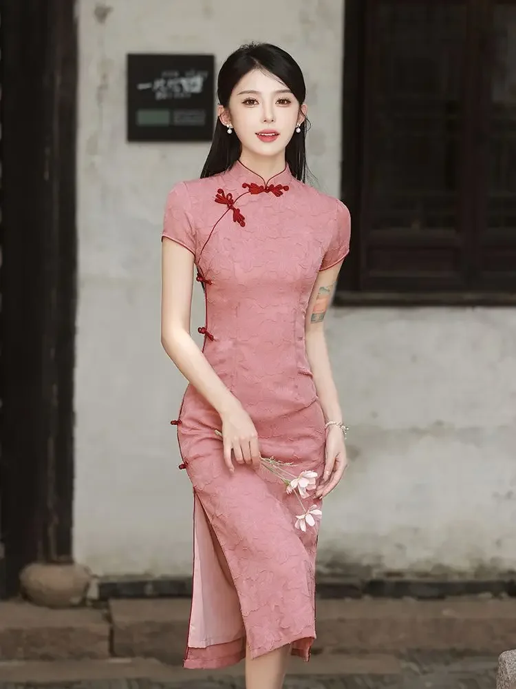 Modified Cheongsam Young high-end Temperament Girl Summer Retro Daily Wear New Chinese Dress Small Fresh Improved Qipao