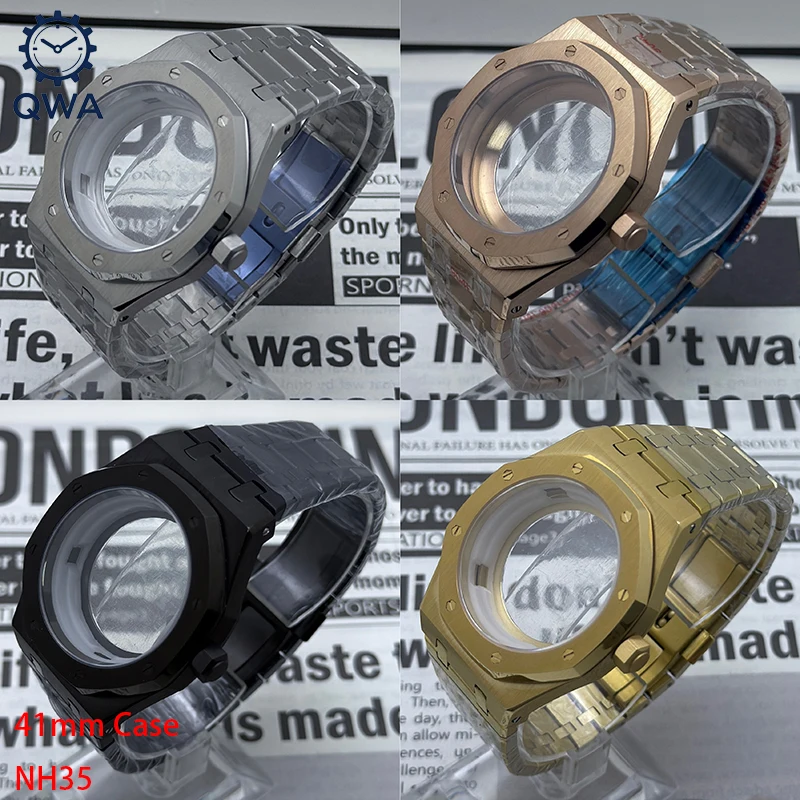 

QWA 41 мм, высококачественный корпус из нержавеющей стали 316L, сапфировое стекло, корпус для часов, подходит для NH35/NH36, аксессуары для часов с автоматическим механизмом