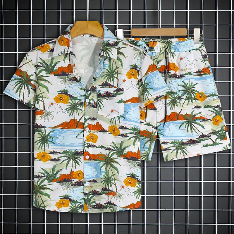 Summer Clothes Fashion - Hawaiiaanse stijl shirtset voor heren, zomerse