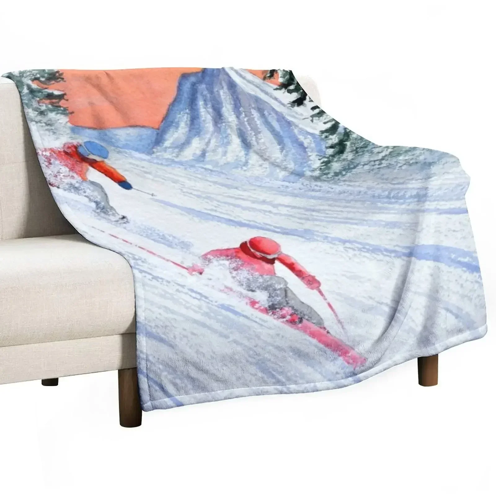 Skiing - She's Leading The Way Throw Blanket Shaggy valentine gift ideas Blankets