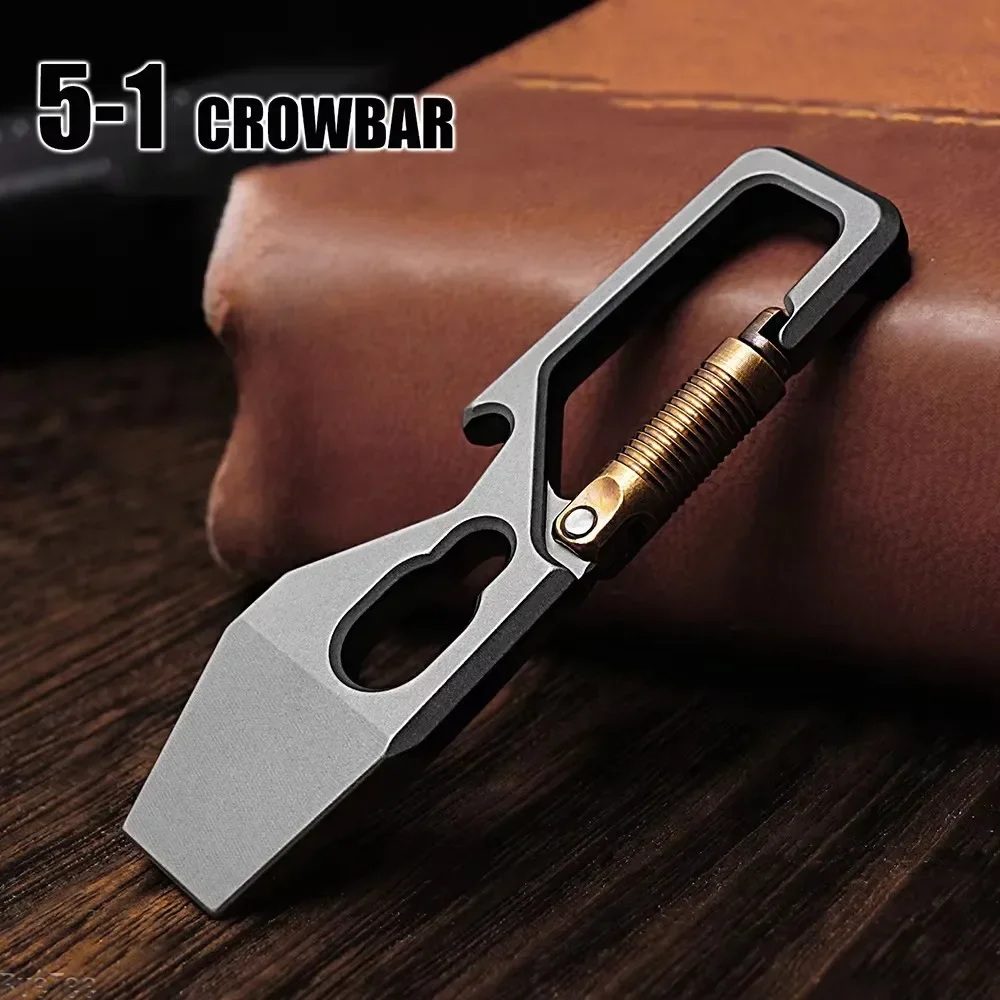 5-1 Multi-function Bottle Opener Keychain Titanium Alloy Crowbar EDC Portable Open Delivery Tool 6cm Pry Bar Gadget