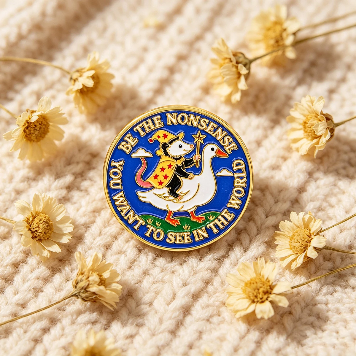 9pcs Cute Wizard Mouse Riding Goose Enamel Pin Set Lapel Brooch Inspirational Quote Metal Badge Backpack Clothes Decor Gift