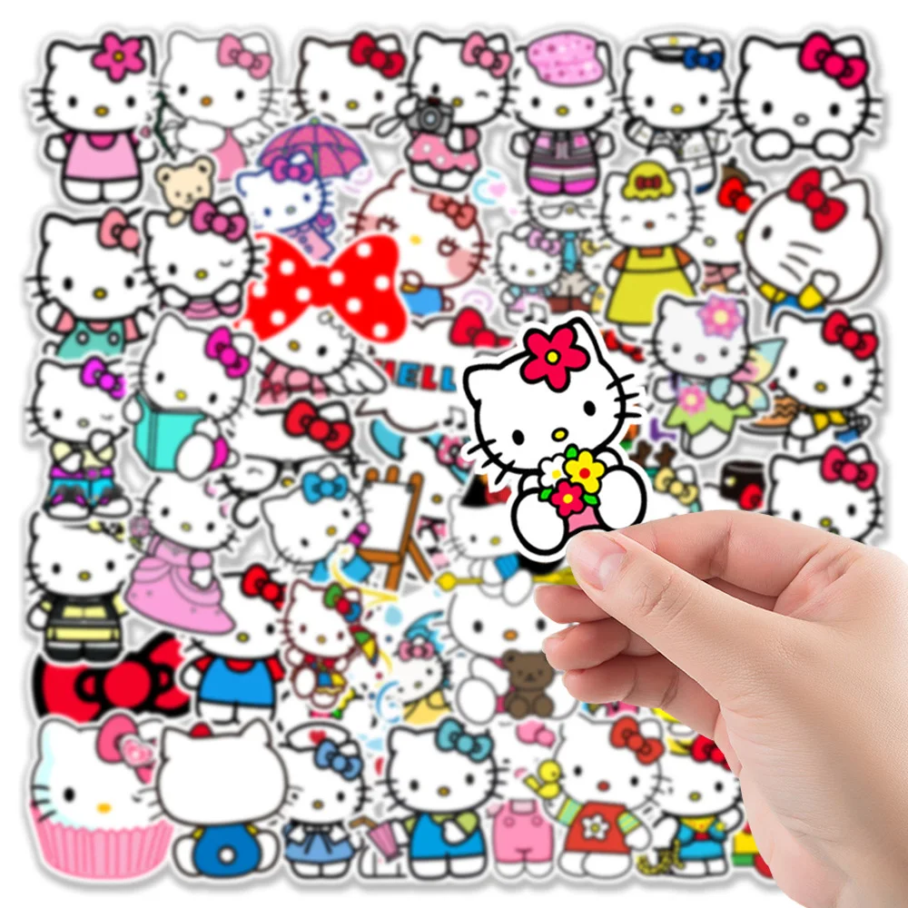 10/30/50PCS Sanrio Hello Kitty Cute Stickers Decoration Kawaii Decals Kids Toy Notebook Laptop Phone Suitcase Stationery Sticker