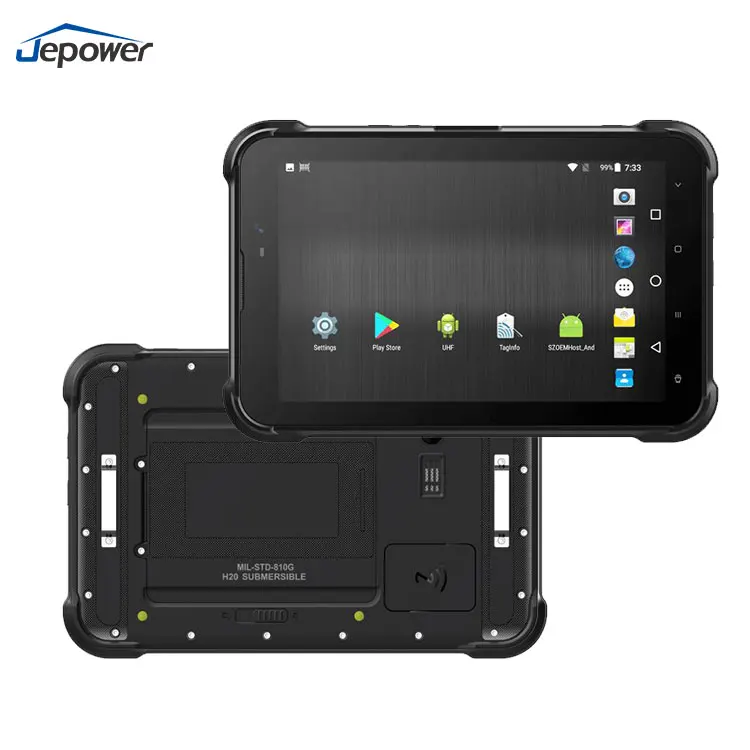 Tablet PC Industrial Rugged de 8 Polegadas 4G Android 12.0 à Prova d'Água IP67 com Leitor de Impressão Digital e Código de Barras PDA Industrial