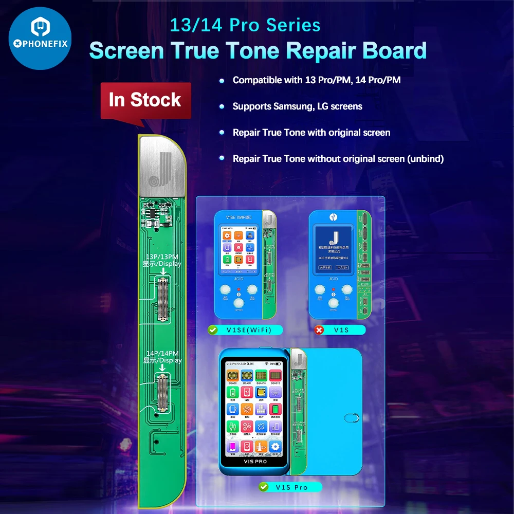 JCID V1SE Programmer True Tone Repair Adaptor for iPhone 7 to 15Pro Max Non Original Screen Repair Used with V1SE WIFI V1S Pro