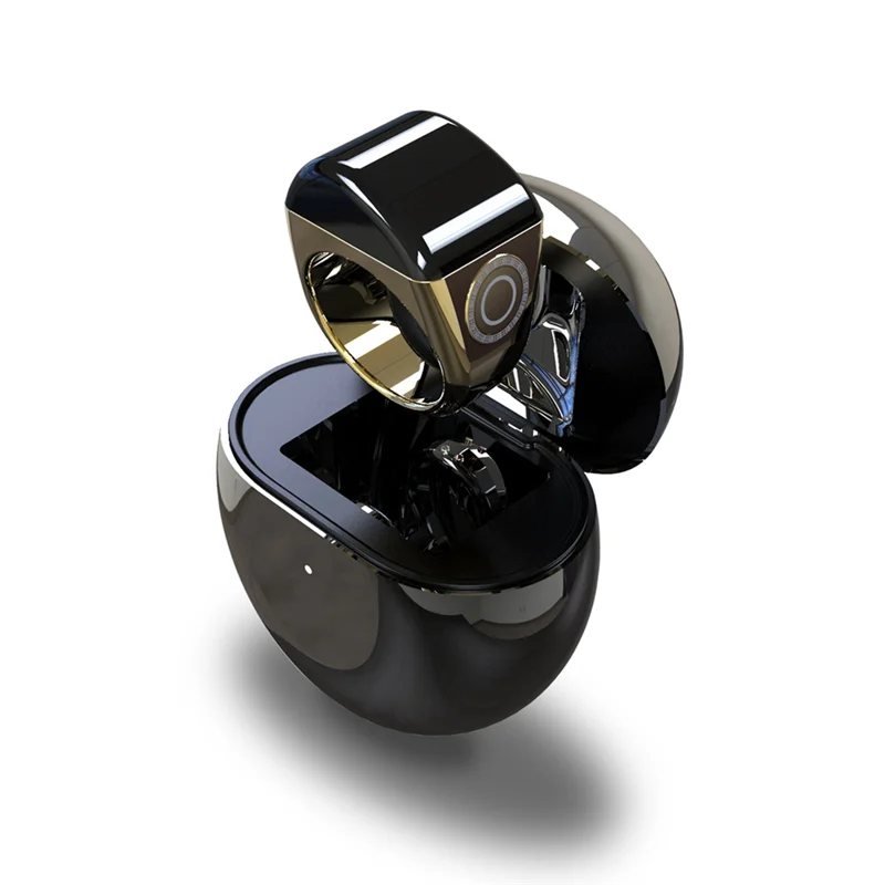 A45U Zinc Alloy Smart Ring With Charging Box Waterproof Digital Counter APP Controlled Display 5 Prayer Time Reminders Gold,22Mm