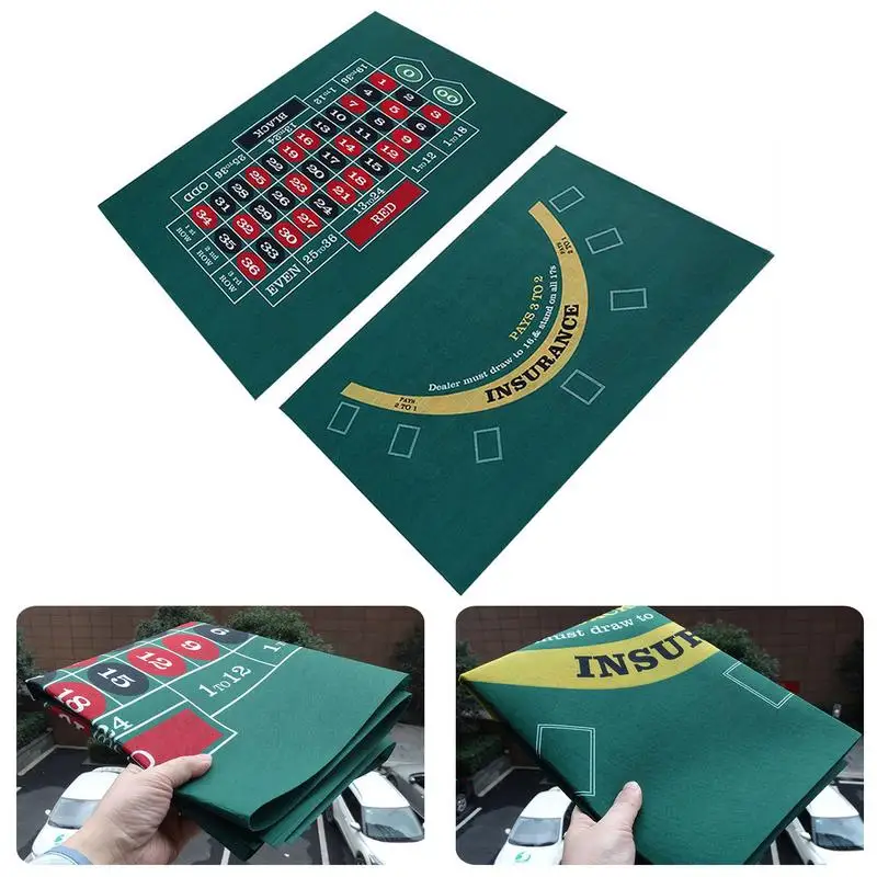 Tabletop Casino Felt Layout Double-sided Poker Game Mat For Texas Holdem Poker And Blackjack Professional Grade Roulette Game