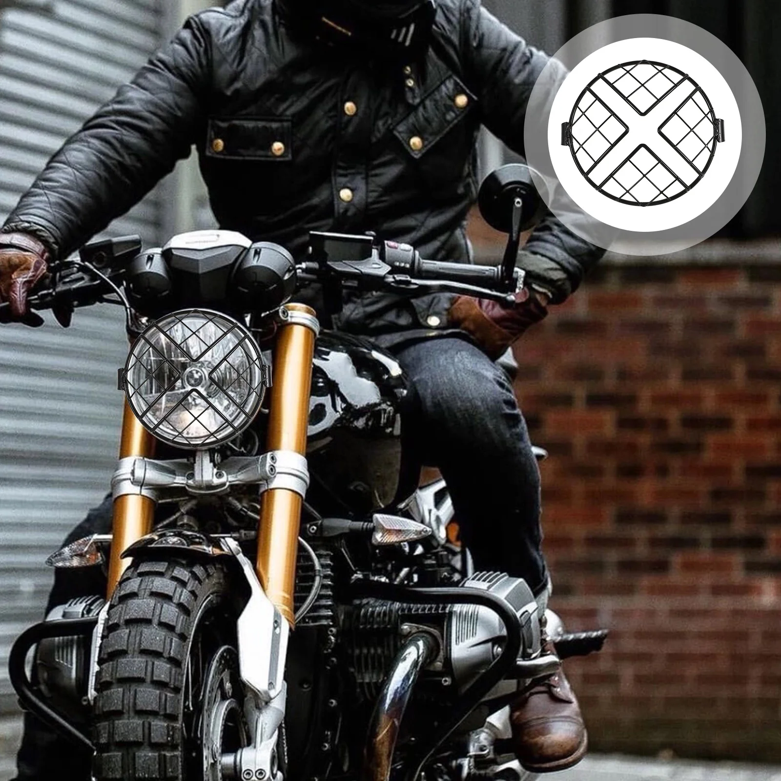 

Универсальная сетчатая решетка для фар мотоцикла, черная защитная крышка, прочный, простой в установке металлический материал, аксессуары для мотоциклов
