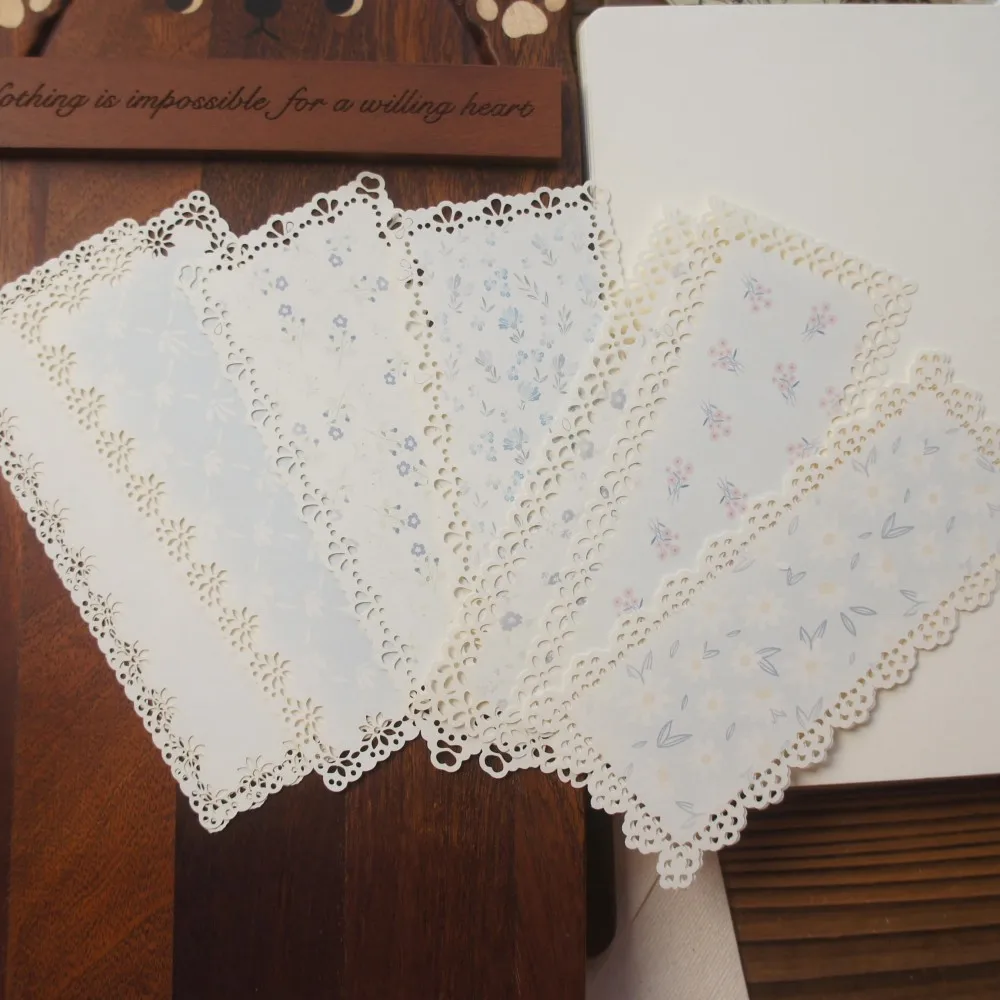 

10 Sheet White Lace Frame Rectangular Handkerchief Design Craft Paper Gift Decoration Scrapbooking DIY Background Use